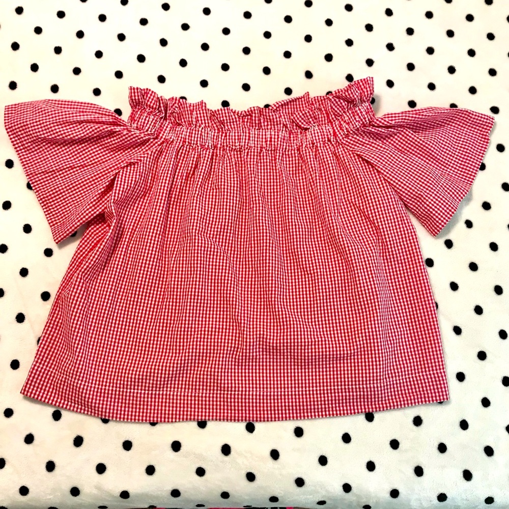 Collyn Raye Gingham Off the Shoulder Top Size XL